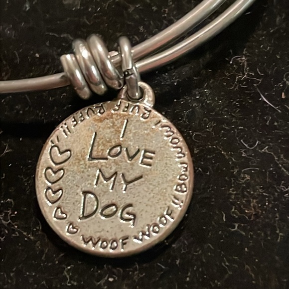 8” mixed metal silver tone adjustable bangle bracelet w/4 dog lover charms - Picture 11 of 16